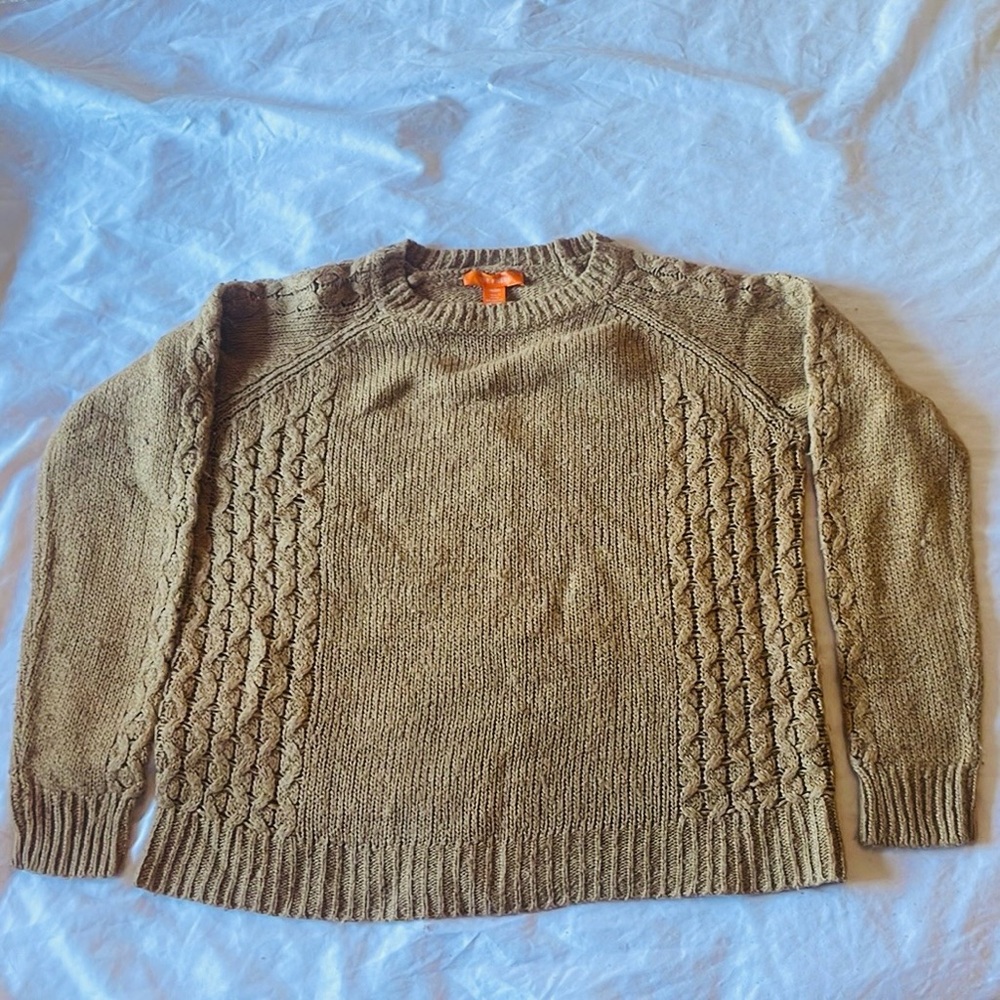 Cozy Tan Cable Knit Sweater